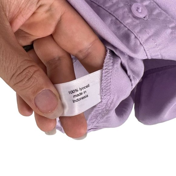 Lane Bryant Purple Long Sleeve Lyocell Button Up Top 22 - Picture 5 of 9